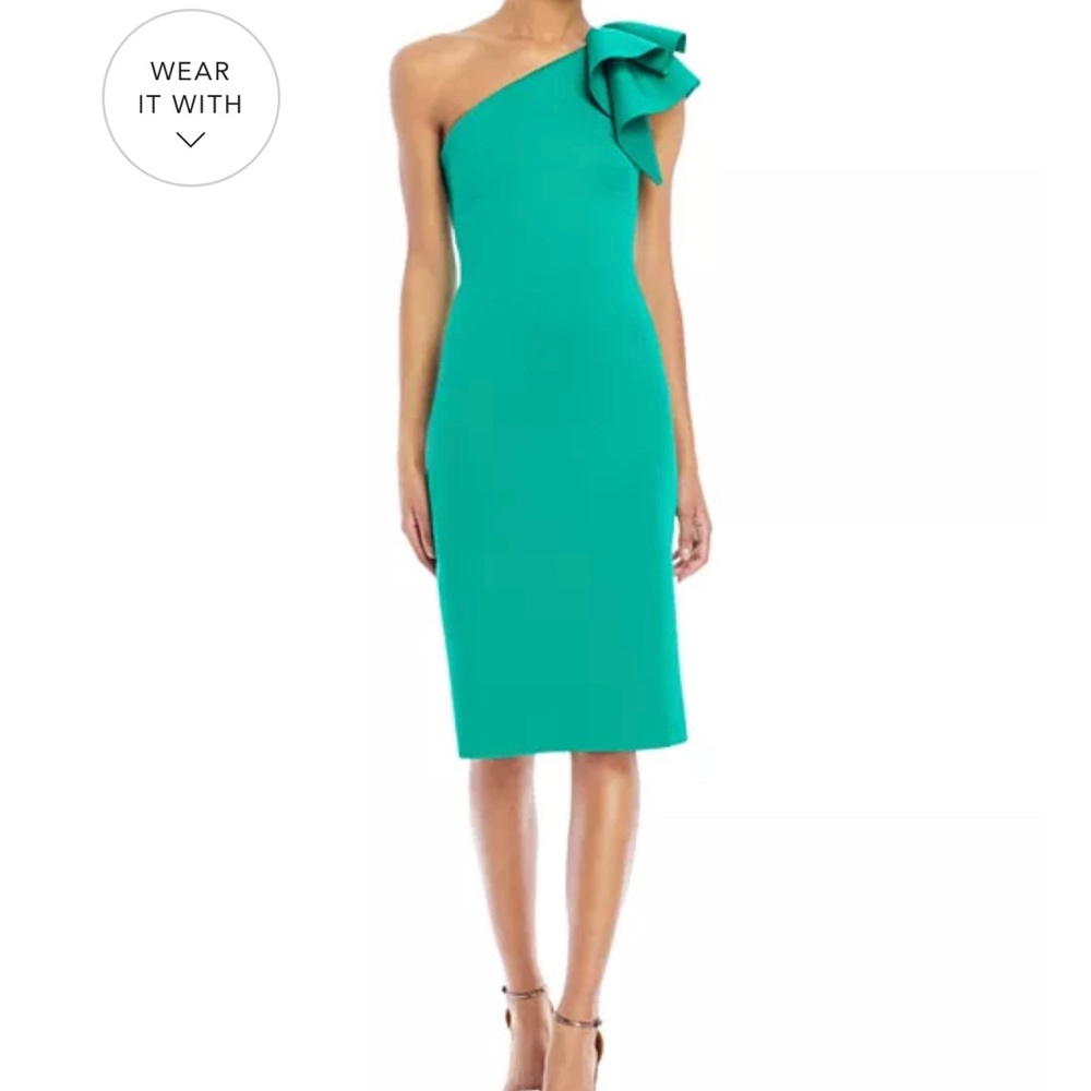 NWT green one shoulder ruffle dress